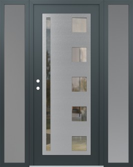 Diamond C3 60" x 80" anthracite/anthracite clear Glass Panel stainless steel RHI with 2 Sidelites frosted Glass