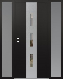 DIAMOND A7 68" X 80" BLACK/BLACK CLEAR GLASS PANEL STAINLESS STEEL RHI WITH 2 SIDELITES FROSTED GLASS