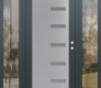 Modern Steel Front Door Diamond C8 68" x 80" anthracite/anthracite frosted Glass Panel stainless steel LHI with 2 Sidelites clear Glass