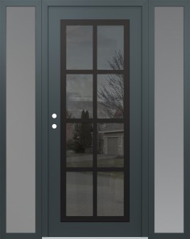 Diamond C16 68" x 80" anthracite/anthracite mirrored Glass Panel black RHI with 2 Sidelites frosted Glass