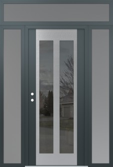 Diamond C14 60" x 96" anthracite/anthracite mirrored Glass Panel stainless steel RHI with 2 Sidelites and Transom frosted Glass