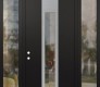 Modern Steel Front Door DIAMOND A1 60" X 96" BLACK/BLACK CLEAR GLASS PANEL STAINLESS STEEL RHI WITH 2 SIDELITES AND TRANSOM CLEAR GLASS