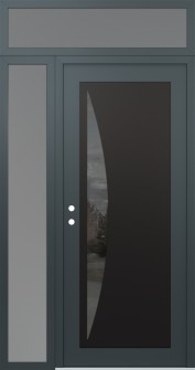 Diamond C13 50" x 96" anthracite/anthracite mirrored Glass Panel black RHI with Sidelite and Transom frosted Glass