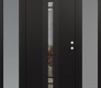 Modern Steel Front Door DIAMOND A3 64" X 80" BLACK/BLACK CLEAR GLASS PANEL BLACK LHI WITH 2 SIDELITES FROSTED GLASS
