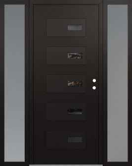 Diamond D7 64" x 80" black/black mirrored Glass Panel black LHI with 2 Sidelites frosted Glass