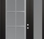 Modern Steel Front Door Diamond C16 48" x 96" black/white frosted Glass Panel stainless steel LHI with Sidelite and Transom frosted Glass