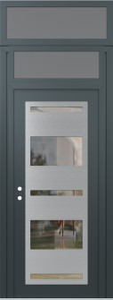 Diamond C10 36" x 96" anthracite/anthracite clear Glass Panel stainless steel RHI with Transom frosted Glass