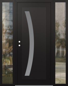 Diamond C4 64" x 80" black/white frosted Glass Panel black RHI with 2 Sidelites clear Glass