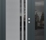 Modern Steel Front Door Diamond C6 48" x 80" anthracite/anthracite mirrored Glass Panel stainless steel LHI with Sidelite mirrored Glass