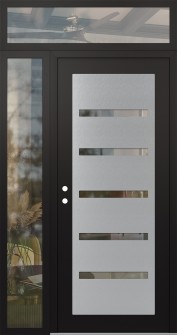 Diamond C7 52" x 96" black/black clear Glass Panel stainless steel RHI with Sidelite and Transom clear Glass