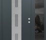 Modern Steel Front Door DIAMOND A7 50" X 80" ANTHRACITE/ANTHRACITE FROSTED GLASS PANEL STAINLESS STEEL LHI WITH SIDELITE MIRRORED GLASS