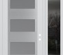 Modern Steel Front Door Diamond C2 48" x 96" white/white frosted Glass Panel stainless steel LHI with Sidelite and Transom mirrored Glass