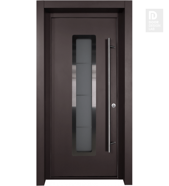 MODERN FRONT STEEL DOOR ARGOS BROWN/WHITE 37 7/16" X 81 11/16" LHI + HARDWARE