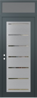 Diamond C11 36" x 96" anthracite/anthracite clear Glass Panel stainless steel RHI with Transom frosted Glass