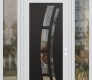 Modern Steel Front Door Diamond C12 60" x 96" white/white clear Glass Panel black LHI with 2 Sidelites and Transom clear Glass