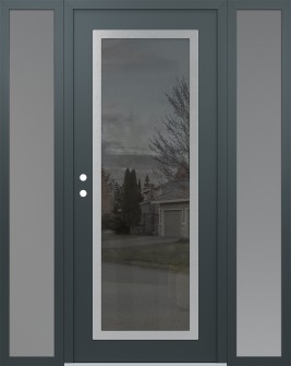 Diamond C1 60" x 80" anthracite/anthracite mirrored Glass Panel stainless steel RHI with 2 Sidelites frosted Glass