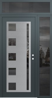 Diamond C3 48" x 96" anthracite/anthracite mirrored Glass Panel stainless steel LHI with Sidelite and Transom mirrored Glass