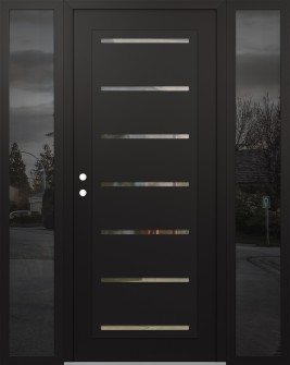 Diamond C11 60" x 80" black/black clear Glass Panel black RHI with 2 Sidelites mirrored Glass