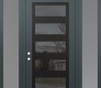 Modern Steel Front Door Diamond C9 64" x 96" anthracite/anthracite mirrored Glass Panel black RHI with 2 Sidelites and Transom frosted Glass