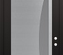 Modern Steel Front Door Diamond C13 36" x 96" black/white frosted Glass Panel stainless steel LHI with Transom frosted Glass