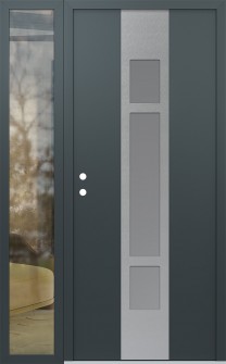 DIAMOND A9 50" X 80" ANTHRACITE/ANTHRACITE FROSTED GLASS PANEL STAINLESS STEEL RHI WITH SIDELITE CLEAR GLASS