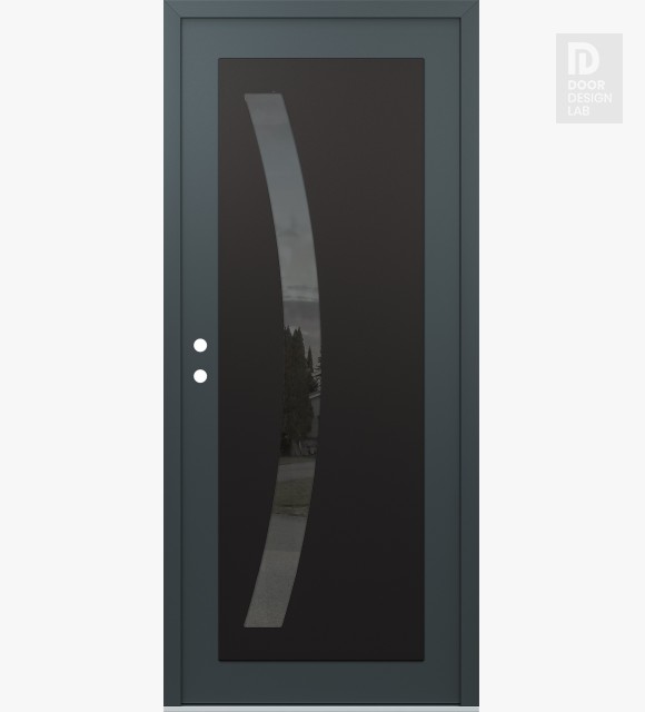 Modern Steel Front Door Diamond C4 36" x 80" anthracite/anthracite mirrored Glass Panel black RHI