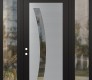 Modern Steel Front Door Diamond C4 68" x 96" black/black clear Glass Panel stainless steel RHI with 2 Sidelites and Transom clear Glass