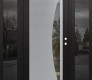 Modern Steel Front Door Diamond C13 68" x 80" black/black clear Glass Panel stainless steel LHI with 2 Sidelites mirrored Glass
