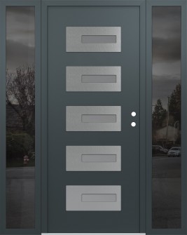 Diamond D6 68" x 80" anthracite/anthracite Frosted Glass Panel stainless steel LHI with 2 Sidelites Mirrored Glass