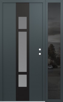 DIAMOND A9 52" X 80" ANTHRACITE/ANTHRACITE FROSTED GLASS PANEL BLACK LHI WITH SIDELITE MIRRORED GLASS