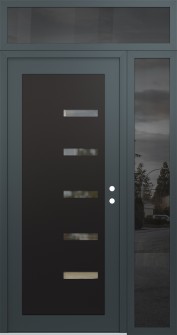 Diamond C8 52" x 96" anthracite/anthracite clear Glass Panel black LHI with Sidelite and Transom mirrored Glass