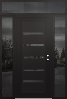 Diamond C7 68" x 96" black/black mirrored Glass Panel black LHI with 2 Sidelites and Transom mirrored Glass