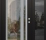 Modern Steel Front Door Diamond C15 50" x 80" black/black clear Glass Panel stainless steel LHI with Sidelite mirrored Glass