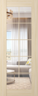 DOOR SLAB AVON 10 LITE CLEAR LOIRE ASH 24" X 92 1/2" X 1 3/4" TEMPERED CLEAR GLASS