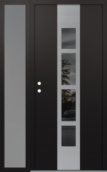 DIAMOND A10 48" X 80" BLACK/BLACK MIRRORED GLASS PANEL STAINLESS STEEL RHI WITH SIDELITE FROSTED GLASS