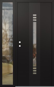 DIAMOND A5 48" X 80" BLACK/BLACK CLEAR GLASS PANEL BLACK RHI WITH SIDELITE CLEAR GLASS