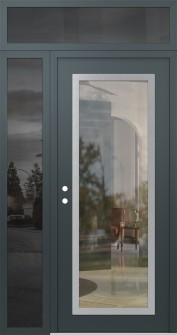 Diamond C1 50" x 96" anthracite/anthracite clear Glass Panel stainless steel RHI with Sidelite and Transom mirrored Glass