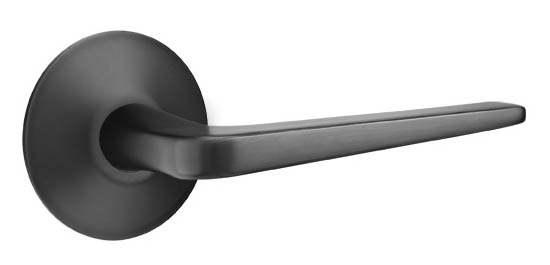 EMTEK ATHENA LEVER WITH MODERN ROSETTE PRIVACY LH FLAT BLACK (US19) 5207