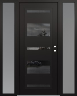 Diamond C10 64" x 80" black/black mirrored Glass Panel black LHI with 2 Sidelites frosted Glass