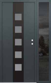 DIAMOND A13 48" X 80" ANTHRACITE/ANTHRACITE FROSTED GLASS PANEL BLACK LHI WITH SIDELITE MIRRORED GLASS