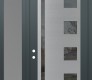 Modern Steel Front Door Diamond C3 48" x 96" anthracite/anthracite mirrored Glass Panel stainless steel RHI with Sidelite and Transom frosted Glass