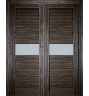 Edna Vetro Gray Oak Double pocket doors