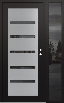 Diamond C7 48" x 80" black/black mirrored Glass Panel stainless steel LHI with Sidelite mirrored Glass