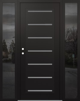 Diamond C11 68" x 80" black/white frosted Glass Panel black RHI with 2 Sidelites mirrored Glass