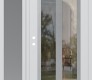 Modern Steel Front Door Diamond C14 50" x 80" white/white clear Glass Panel stainless steel RHI with Sidelite frosted Glass