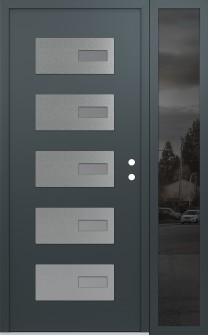 Diamond D7 50" x 80" anthracite/anthracite frosted Glass Panel stainless steel LHI with Sidelite mirrored Glass