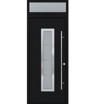 MODERN BLACK FRONT STEEL DOOR ARGOS 37 7/16" X 95 11/16" LEFT HAND INSWING + TRANSOM