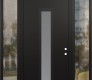 Modern Steel Front Door DIAMOND A11 60" X 96" BLACK/WHITE FROSTED GLASS PANEL BLACK LHI WITH 2 SIDELITES AND TRANSOM CLEAR GLASS