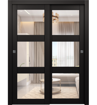 Avon 3 Lite Clear Vetro Black Matte Bypass doors