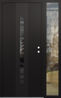 DIAMOND A3 48" X 80" BLACK/BLACK MIRRORED GLASS PANEL BLACK LHI WITH SIDELITE CLEAR GLASS